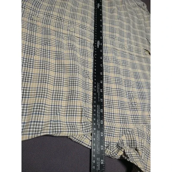 Structure Shirt Men XL Beige/Black Plaid Cotton Short Sleeve Office Nerd Dad - Picture 4 of 9